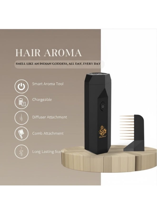 بخور مبخرة بخور كهربائية محمولة 2 في 1 وموزع روائح للشعر، موزع روائح عربي صغير قابل لإعادة الشحن عبر منفذ USB للعناية الشخصية بالشعر في المنزل والمكتب والسيارة - متعدد الألوان - Image 2